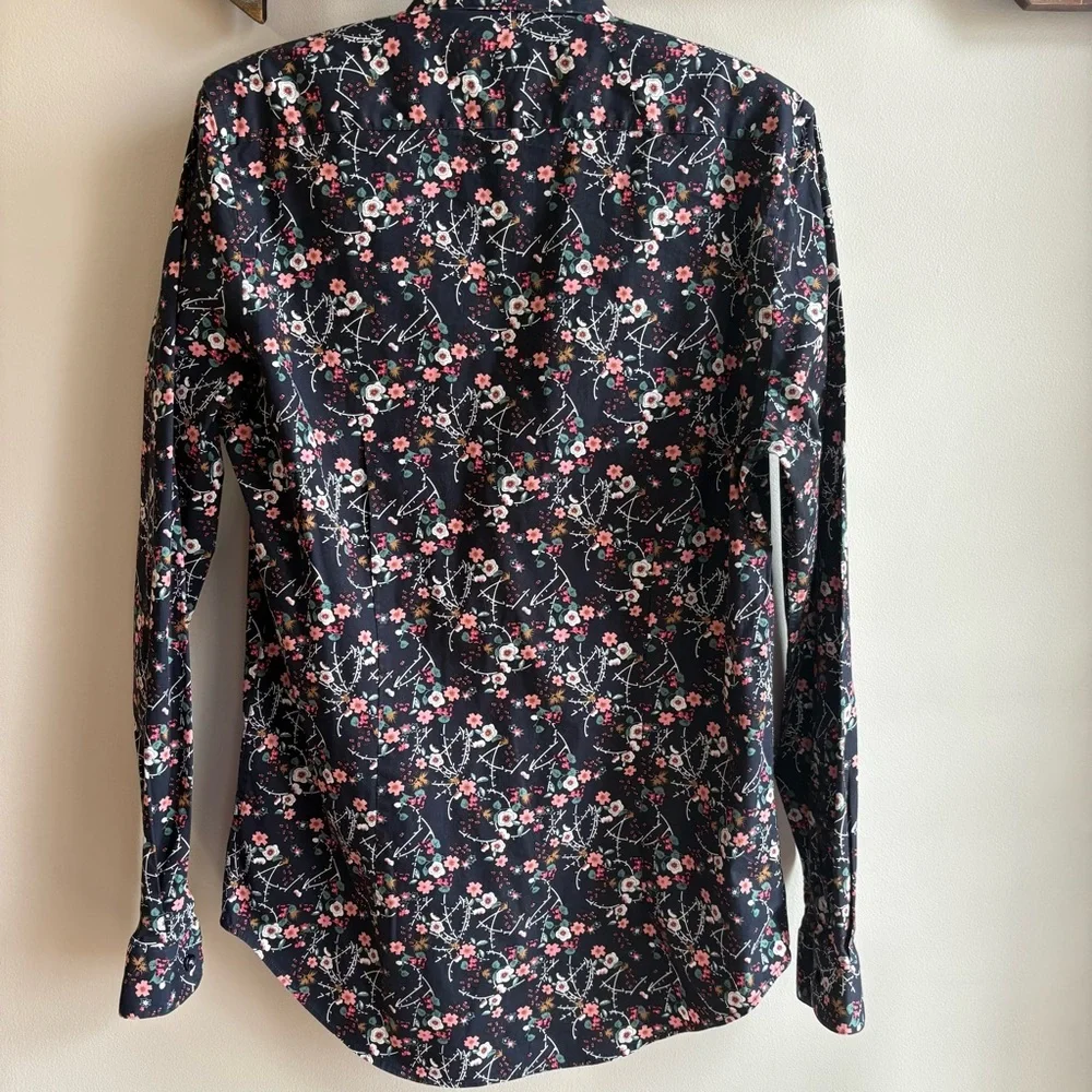 Paisley & Gray Floral Navy Men's Button Down Slim Fit Small 15